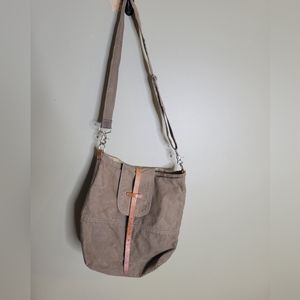 Infusion Handcrafted Leather Canavas Saddle Crossbody Bag